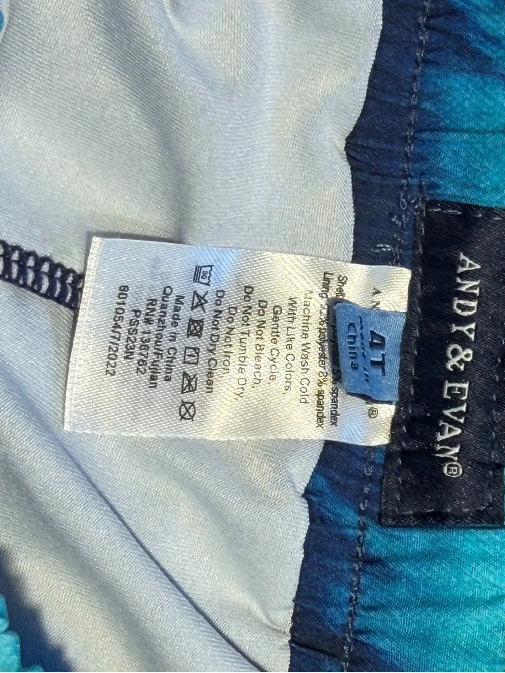 Andy & Evan Boys Blue Tie Dye Ombre Lined Board‎ swim Suit Trunks Shorts Sz 4T